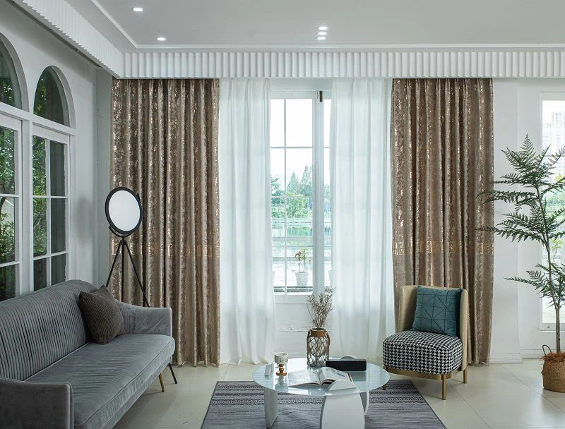 羽根模様と金箔のオランダベルベットカーテン