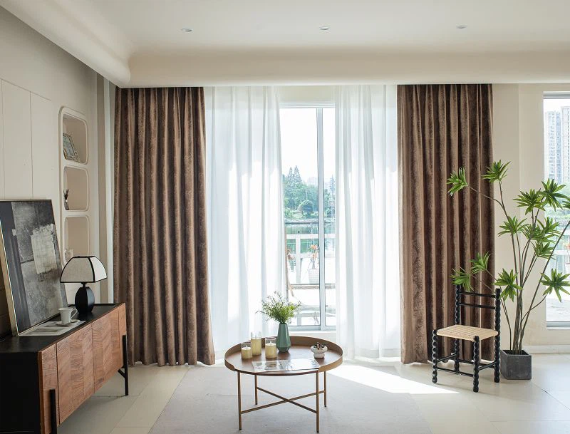 大理石模様とラミネート加工のベルベットカーテン